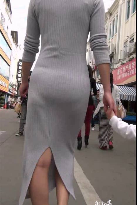 [街拍客视频]jx0520 成熟灰色紧身包臀长裙美少妇